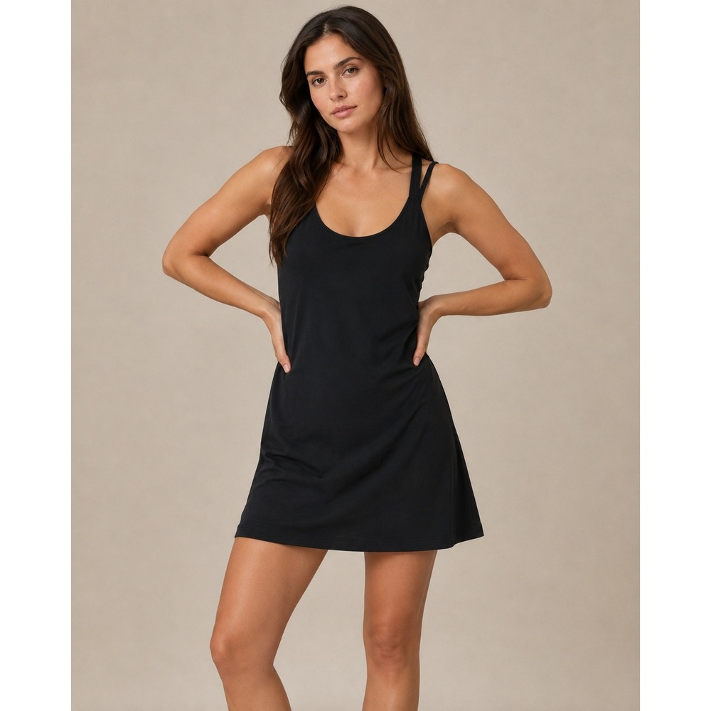 Rhoback Womens XS Black Active Dress Strappy Back Built-in Shorts Tennis Golf